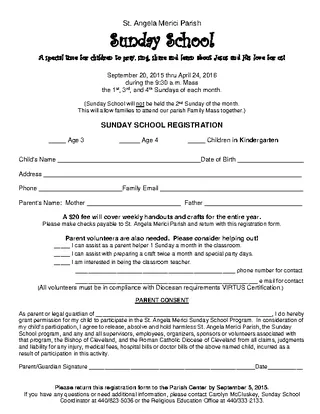 Sunday School Registration Certificate Template