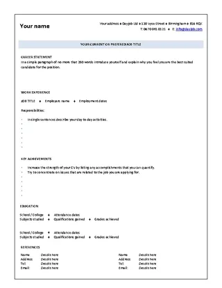 Superb 1 Page Design Black Resume Template Free Word Doc