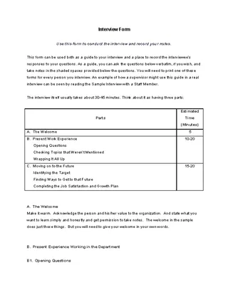 Supervisors Interview Form