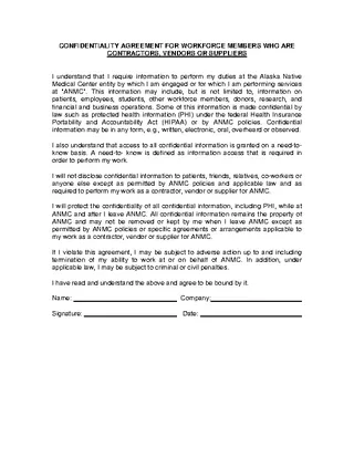Forms Suppliers Vendor Confidentiality Agreement Example