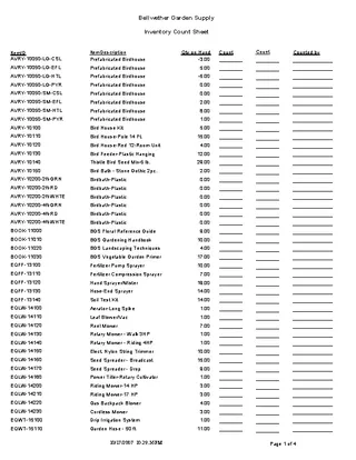 Supply Inventory Count Sheet