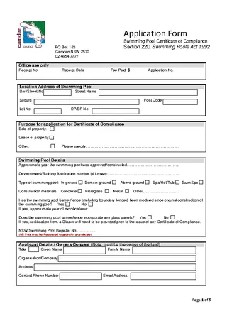 Forms Swimming Pool Certificate Of Compliance Template