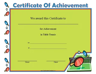 Forms Table Tennis Winner Certificate