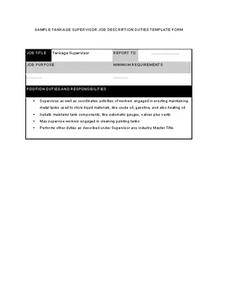 Forms Tankage Supervisor Job Description