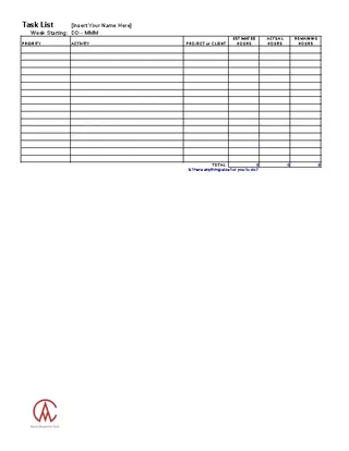 Forms Task Checklist Template