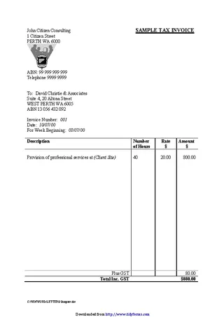 Forms Tax Invoice Sample