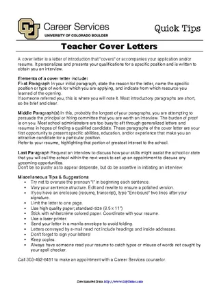 Forms Teacher Cover Letters