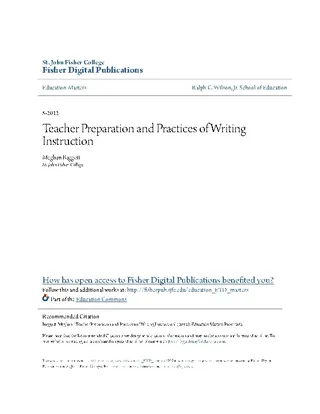 Teacher Preparation And Practices Of Writing Instruction