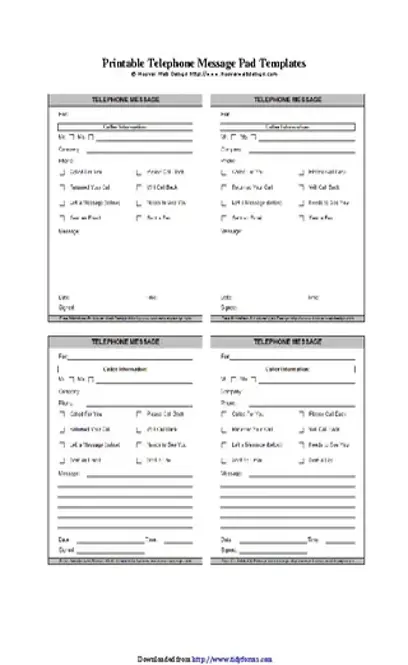 Telephone Message Pad Templates Editable Online - PDFSimpli