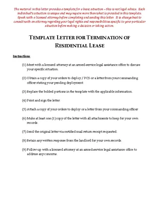 Template Letter For Termination Of Residential Lease