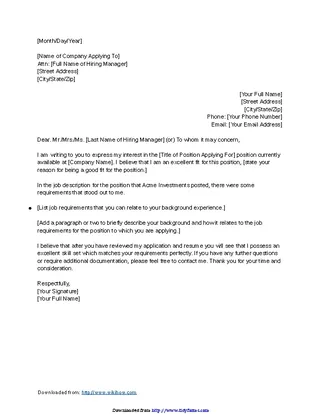 Template Letter Of Application