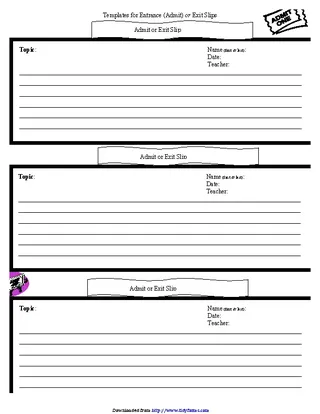 Templates For Entrance Or Exit Slips