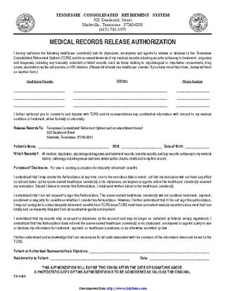 Forms Tennessee Medical Records Release Form 2