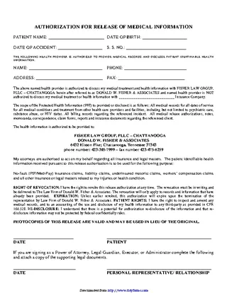 Tennessee Medical Release Form 3
