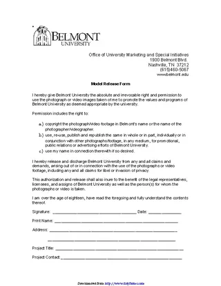Forms Tennessee Model Release Form 1