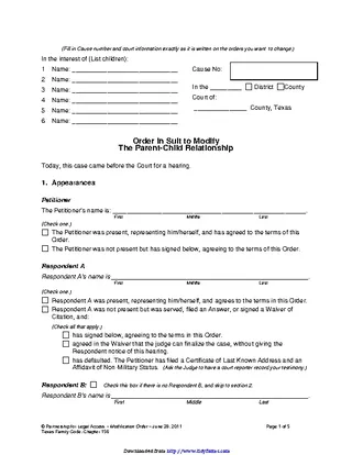 Forms Texas Child Custody Form