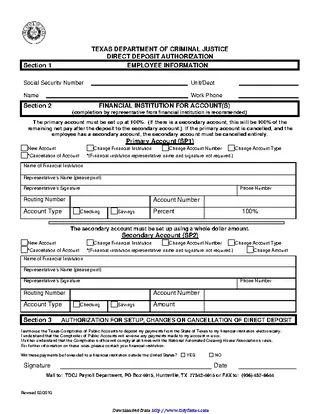 Forms Texas Direct Deposit Form 1