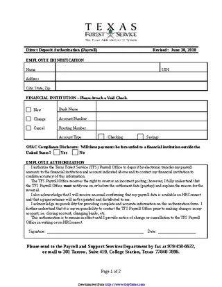Forms Texas Direct Deposit Form 3