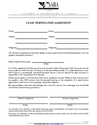 Texas Lease Termination Agreement