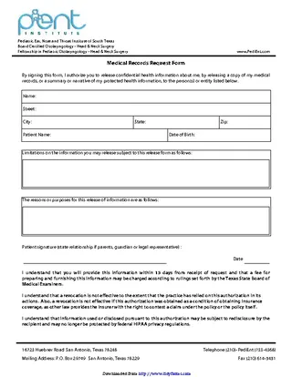 Texas Medical Records Request Form