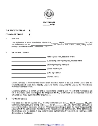 Texas Standard State Lease Contract Form