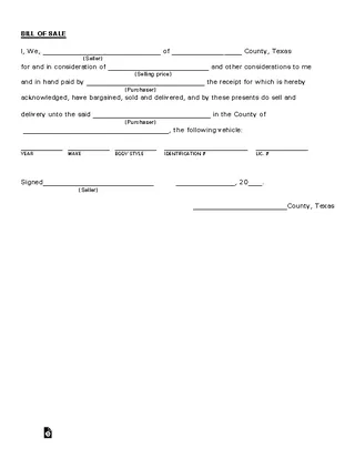 Forms Texas Vehicle Bill Of Sale