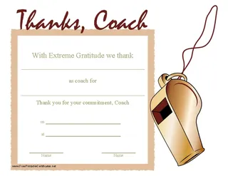Forms Thanking Coach Certificate Template