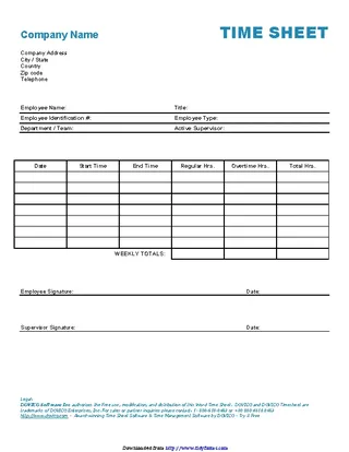 Forms Time Sheets Templates