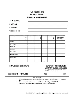 Forms Time Tracking Template Download In Word Format