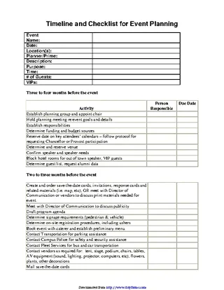 Timeline And Checklist For Event Planning
