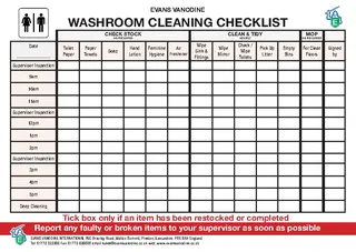 Toilet Cleaning Roster Template