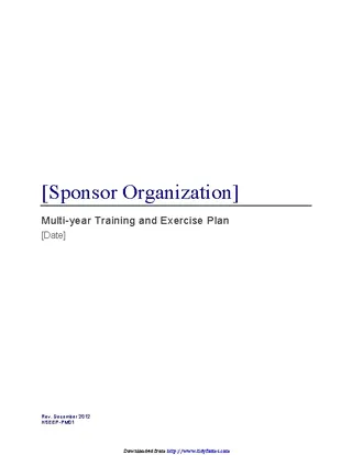 Training And Exercise Plan Template