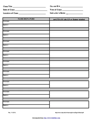 Training Sign In Sheet