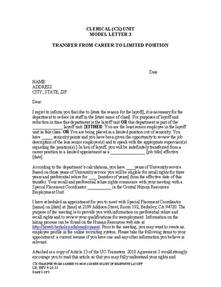 Transfer Letter From Career To Non Career Sample Word Download