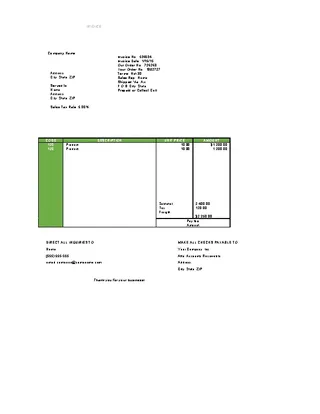 Forms Travel Agency Invoice Form