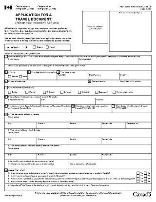 Forms Travel Document Application Form