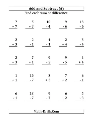 Two Digit Addition And Subtraction Worksheet Template With Answers