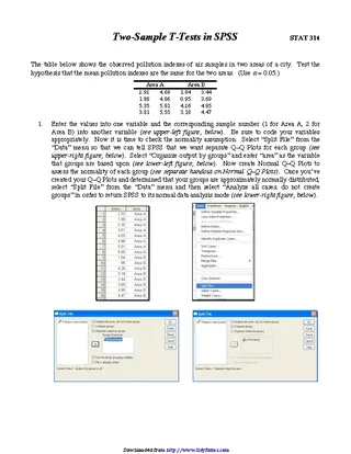 Two Sample T Tests In Spss