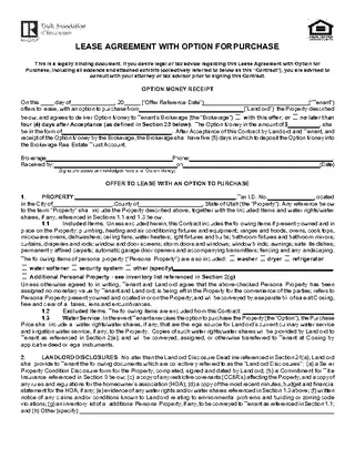 Utah Lease Agreement Option To Purchase Form