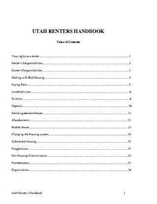 Forms Utah Renters Handbook