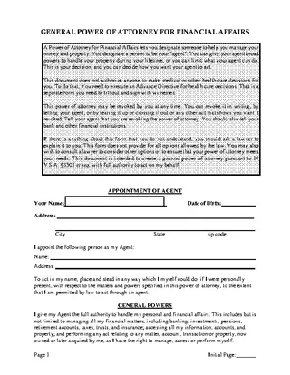 Vermont General Power Of Attorney Form