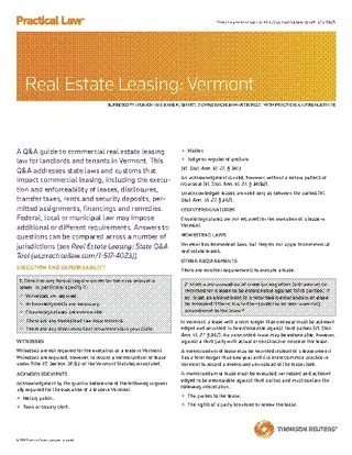 Forms Vermont Practical Leasing Guide Q And A