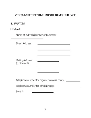 Forms Virginia Month To Month Rental Agreement