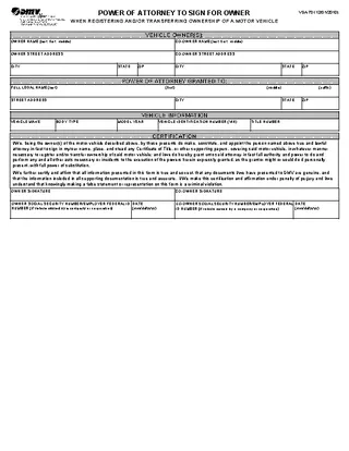Forms Virginia Motor Vehicle Power Of Attorney Vsa70