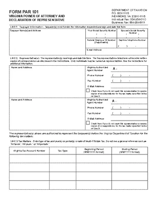 Forms Virginia Tax Power Of Attorney Form Par 101