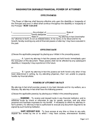 Forms Washington Durable Financial Power Of Attorney Form