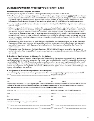 Forms Washington Durable Power Of Attorney For Health Care
