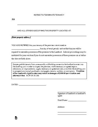 Forms Washington State 20 Day Notice To Quit Form