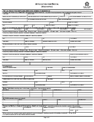 Forms Washington State Rental Application Form