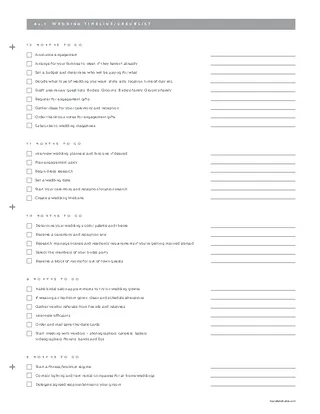 Wedding Timeline Checklist